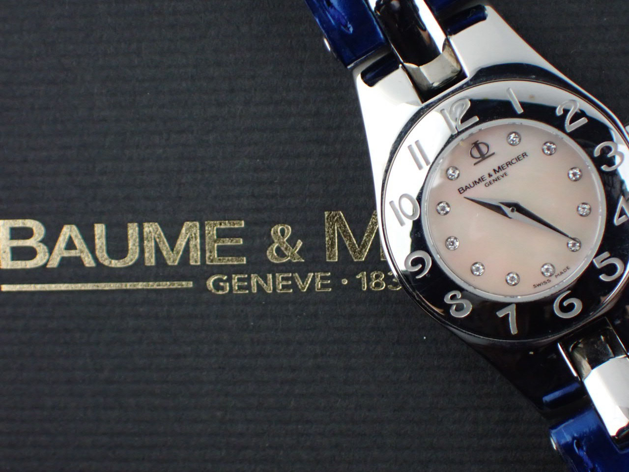 《美品　稼動品》　ボーム\u0026メルシエ　リネア　12Pダイヤ　レディース腕時計