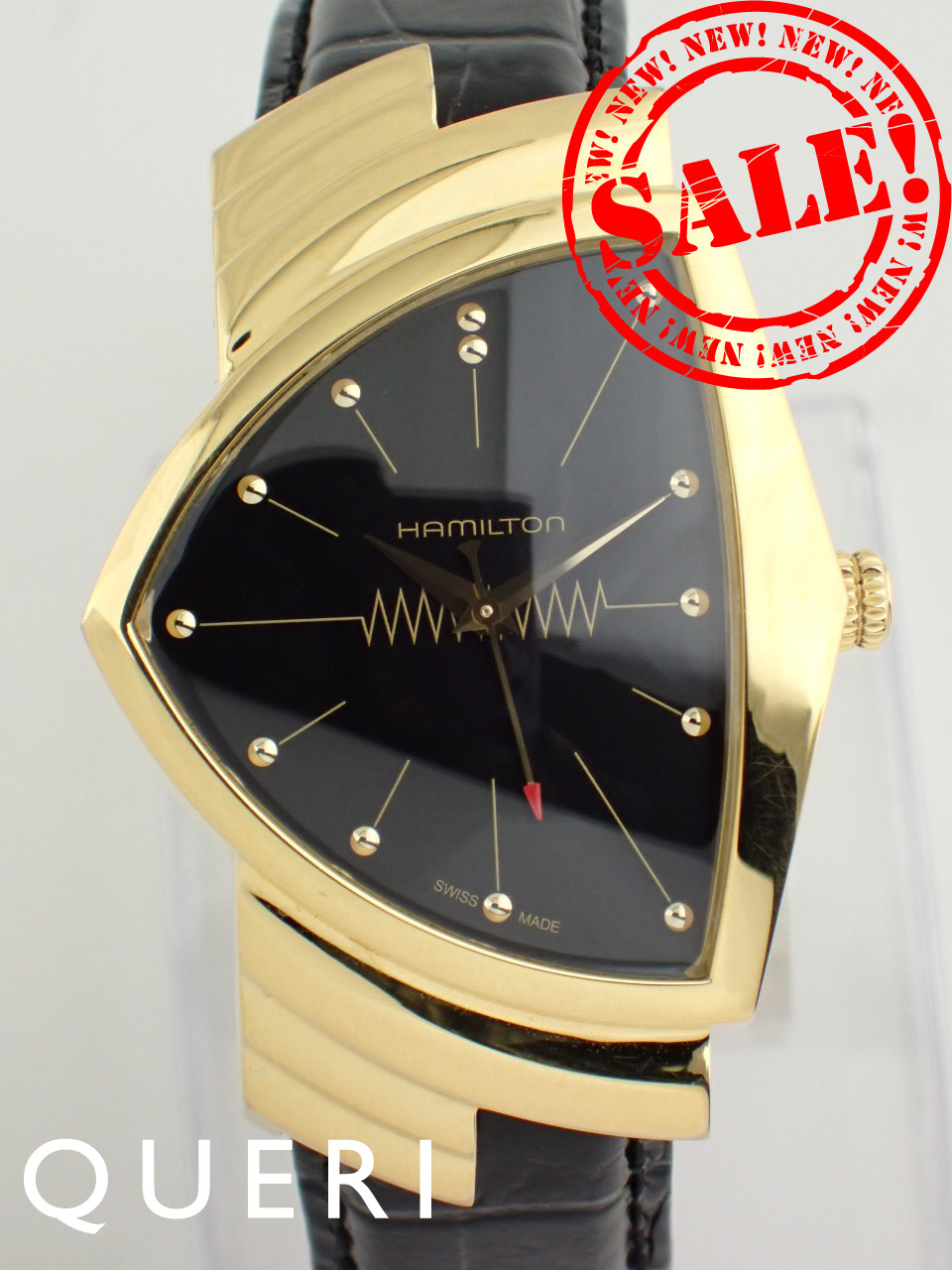 ハミルトン ベンチュラ クォーツ F05.111 ブラック文字盤 H24301731 中古美品