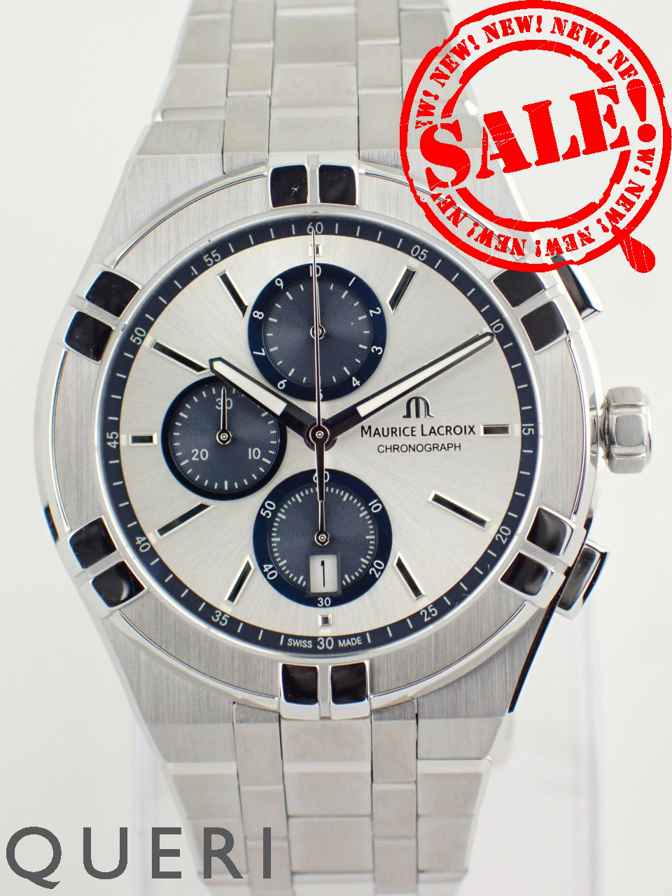 モーリスラクロア アイコン クォーツ クロノグラフ 42mm シルバー文字盤 AI1118-SS002-230-1 新品