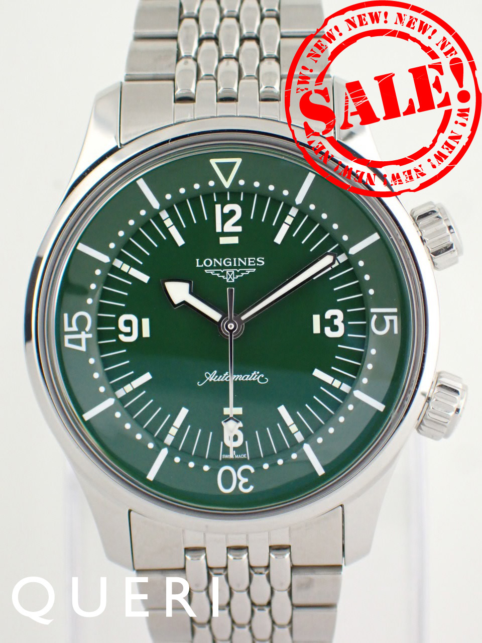 ロンジン レジェンドダイバー グリーン メンズ L3.764.4.06.6(L37644066)中古美品