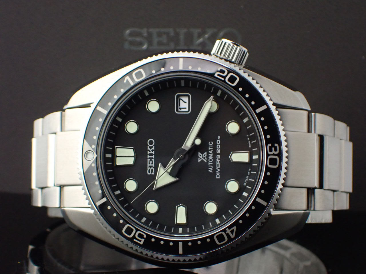 【美品】セイコーSBDC061腕時計ダイバーズ現代デザインブラック文字盤6R15
