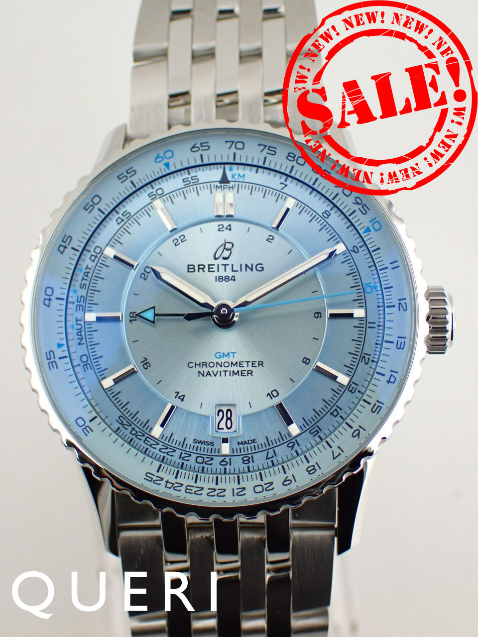 ブライトリング ナビタイマー GMT オートマチック B32 41mm アイスブルー A32310171C1A1(A32310)新品