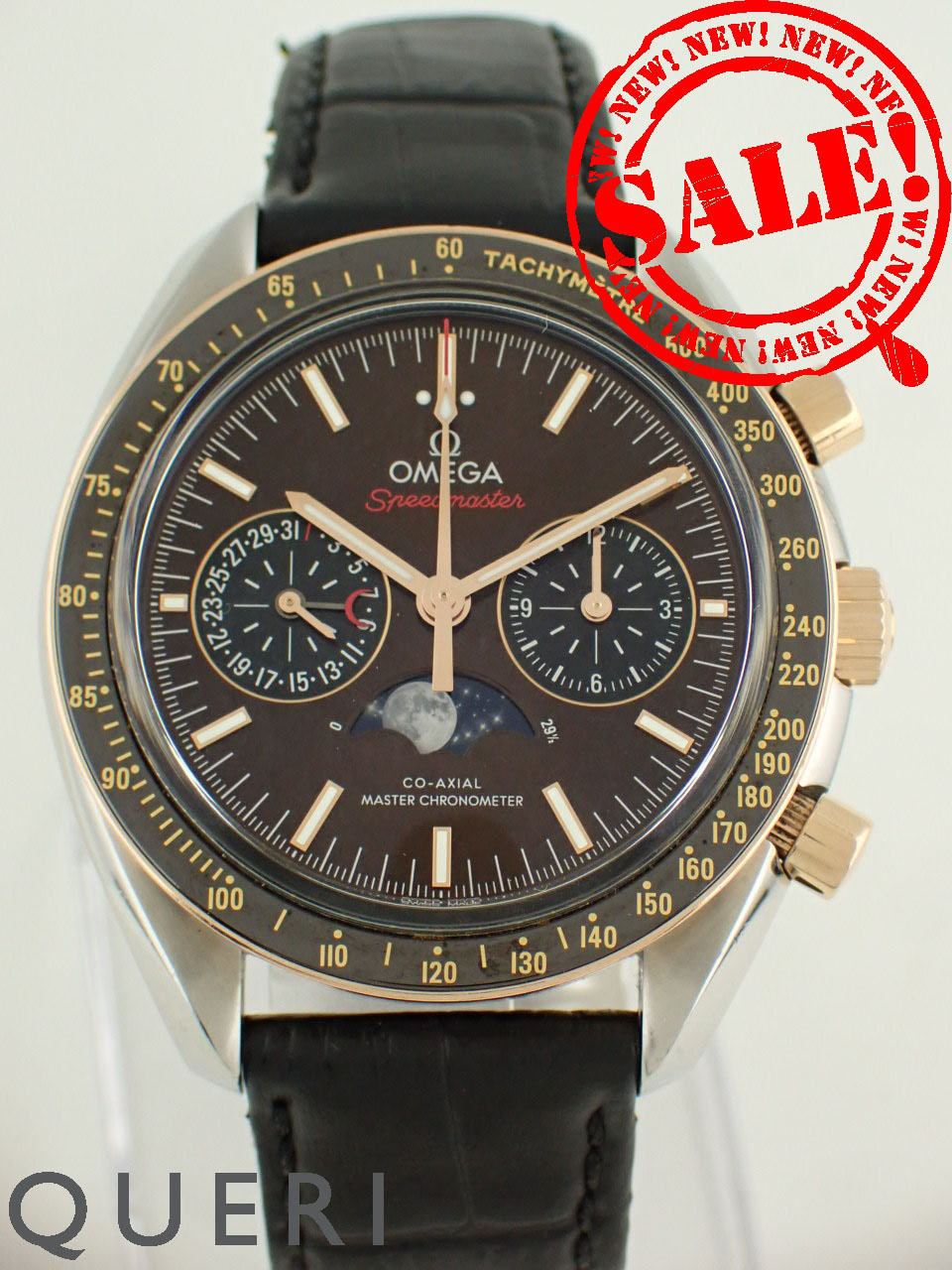 オメガ スピードマスター ムーンフェイズ セドナゴールド レザーストラッ﻿プ 304.23.44.52.13.001 中古