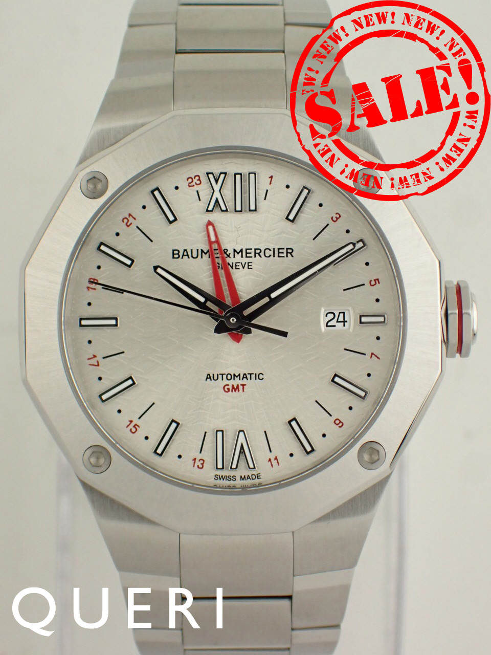 ボーム＆メルシェ リビエラ GMT オートマティック 42mm シルバー文字盤 M0A10658 中古美品