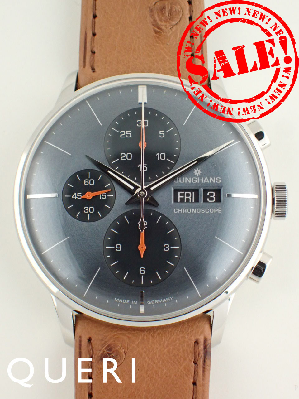 ユンハンス マイスター クロノスコープ デイデイト オーストリッチレザーベルト 027.4224.03 新品