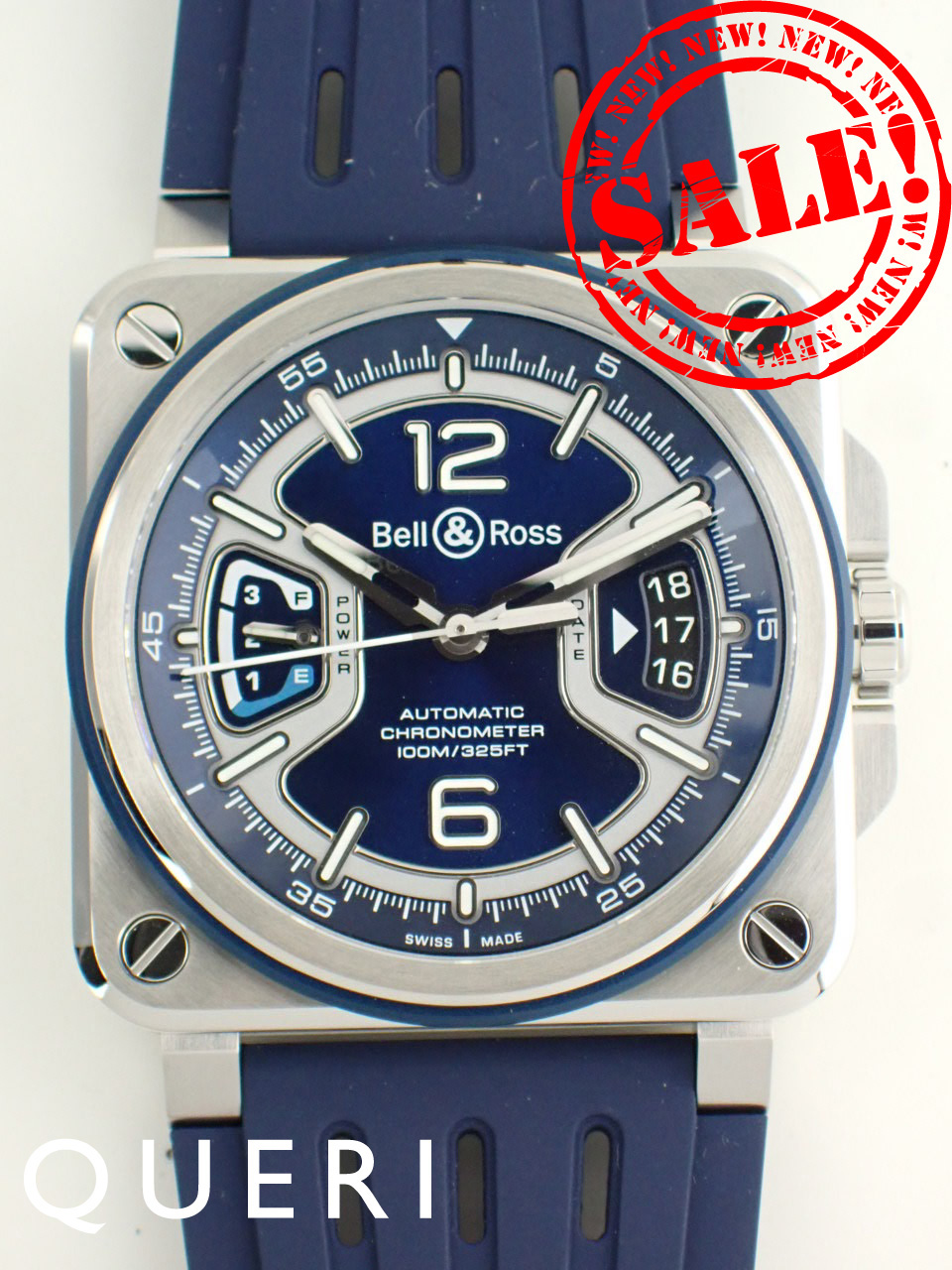 ベル＆ロス BR-X3 ブルースチール ラバーベルト メンズ BRX3R-BLU-ST/SRB 新品