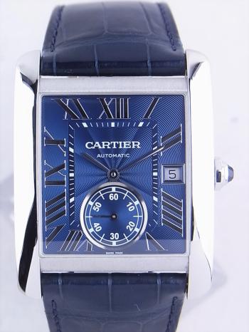 カルティエタンクMC WSTA0010 ブルー文字盤 バックスケルトン 中古美品