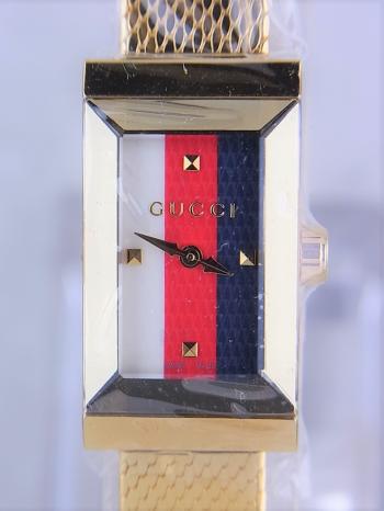 グッチGフレームゴールドPVDステンレススチールYA147511新品