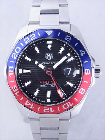 タグホイヤーアクアレーサーキャリバー7ツインタイム青赤ベゼルブラック文字盤WAY201F.BA0927新品未使用