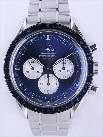 オメガスピードマスターファーストスペースウォーク2005本限定ブルー文字盤3565.80中古極美品