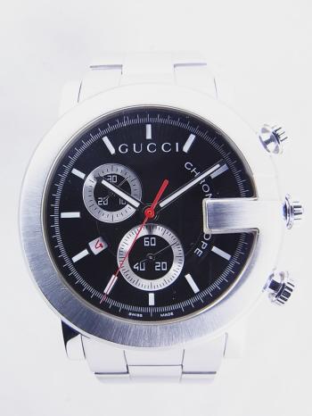 グッチ Gクロノ クロノグラフ ブラック クオーツYA101309中古