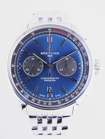 ブライトリングプレミエB01クロノグラフ文字盤ブルーA007C-1NP(AB0118)新品