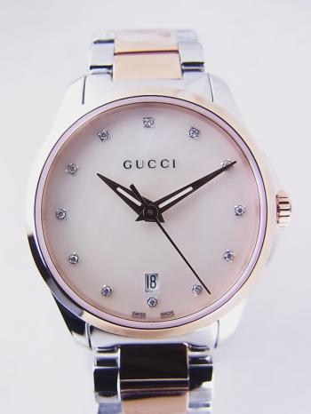 グッチ Gタイムレス マザーオブパール レディース クオーツYA126544(126.5)新品