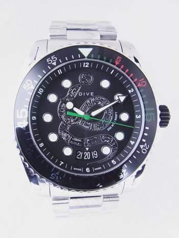 グッチ ダイヴ ブラック スネーク クオーツYA136218(136.2)未使用