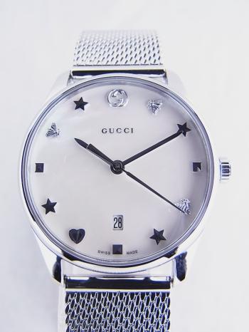 グッチ Gタイムレス ホワイトシェル レディース クオーツYA126583新品