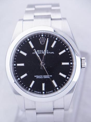 ロレックスオイスターパーペチュアル39文字盤ブラック114300中古