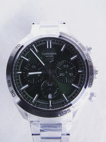 タグホイヤー カレラ キャリバーホイヤー02 スポーツクロノグラフ グリーン文字盤CBN2A10.BA0643新品