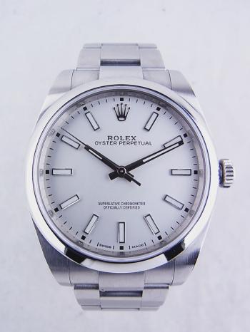 ロレックス オイスター パーペチュアル 白文字盤 114300 中古美品