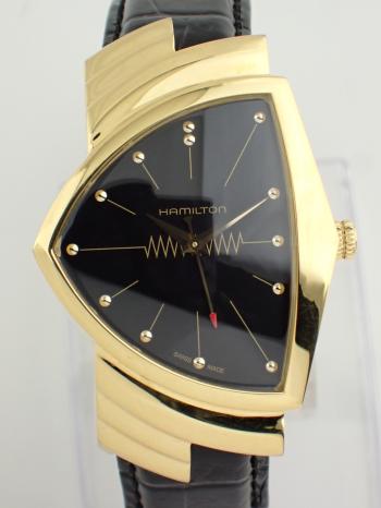 ハミルトン ベンチュラ クォーツ F05.111 ブラック文字盤 H24301731 中古美品
