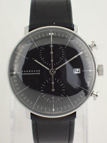 ユンハンス マックスビル クロノスコープ ブラック カーフストラップ 027 4601 00 新品
