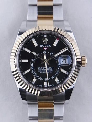 ロレックススカイドゥエラー黒文字盤コンビ326933中古