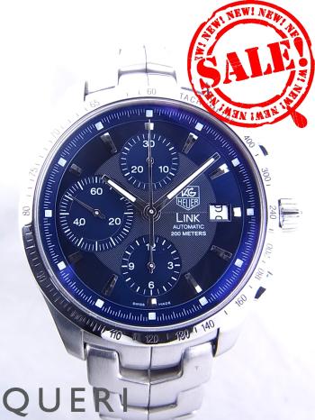 タグホイヤーリンククロノグラフタキメーターブルー文字盤CJF2114.BA0576中古極美品