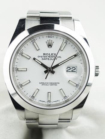 ロレックスデイトジャスト41ホワイトバー126300中古
