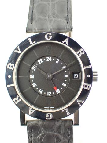 ブルガリ ブルガリブルガリ デイト GMT 自動巻き ブラック文字盤 BB33SL 中古美品